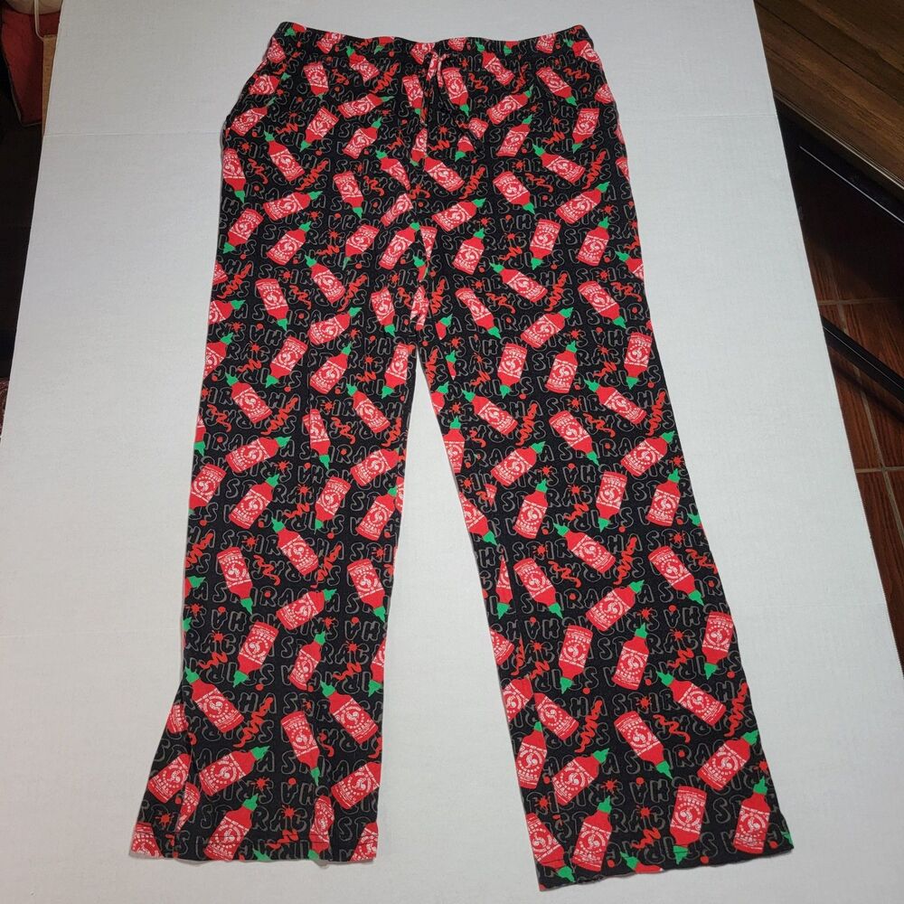 Siracha Cotton PJ Pants Black Siracha Bottles - Size Large